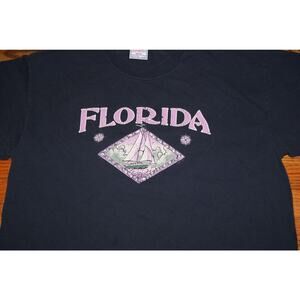 Vintage 90s Florida Blue TShirt Vintage Sailboats Graphic Spell Out All Sport
